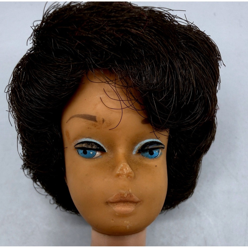 Vintage 1958 Mattel Barbie Doll Brunette Bubblecut Blue Eyes Knit Outfit Fair - Picture 2 of 16